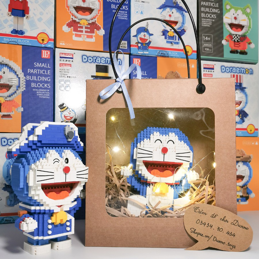 Combo 5 Hộp quà, hộp trưng bày Vintage kraft Châu Âu 400gsm - size 21cm x 18,8cm x 9,2cm đựng vừa Doraemon Balody