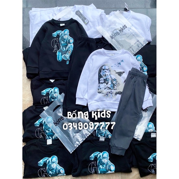 Bộ Nỉ Bé Trai In Hình Delta