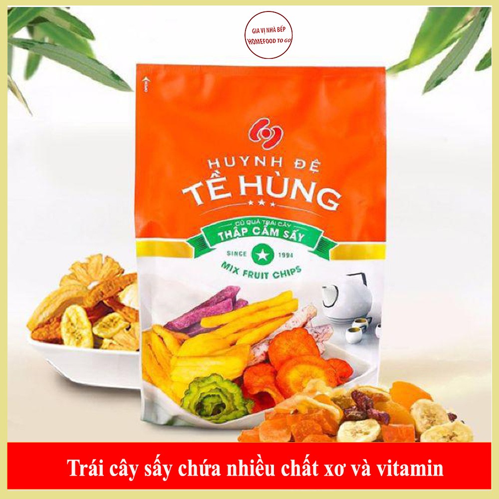 Trái cây Hoa Quả sấy thập cẩm Tề Hùng túi 500gr, Đồ Ăn Vặt Thơm Ngon Giòn Ngọt