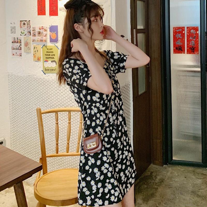 Đầm tay ngắn hoạ tiết hoa nữ tính | BigBuy360 - bigbuy360.vn