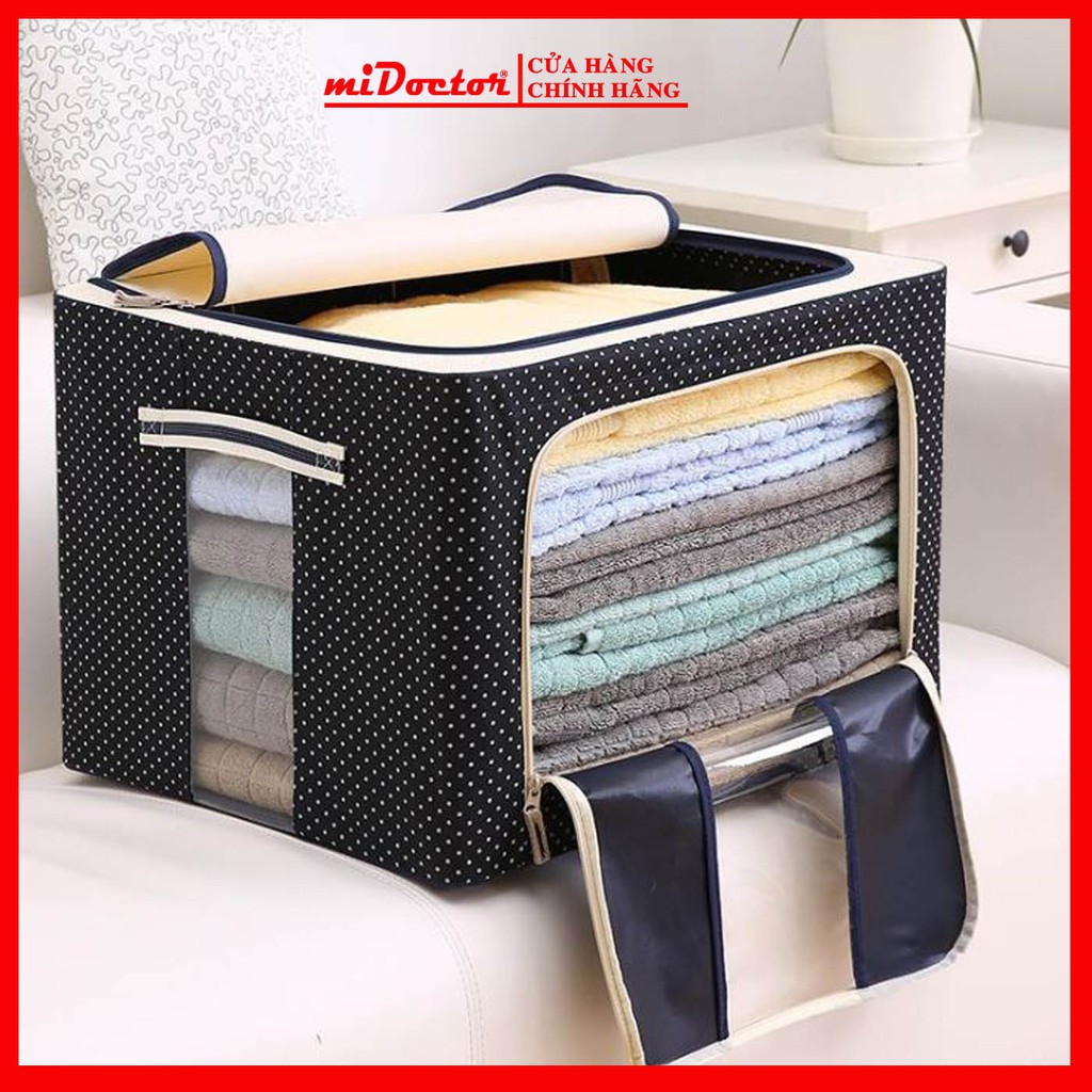 Túi Đựng Chăn Màn Quần Áo Khung Sắt Gấp Gọn miDoctor Kích Thước 50 x 40 x 33cm Giao Màu Ngẫu Nhiên