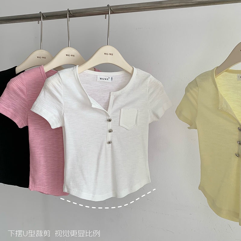 Áo Thun Tay Ngắn Cổ Chữ V Thời Trang Mùa Hè Dành Cho Nữ