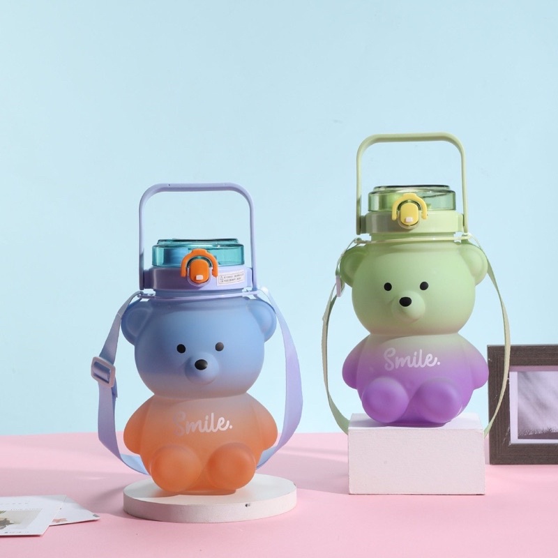 Bình Gấu Siêu Cute Dung Tích 800ml Tặng Kèm Sticker Dán