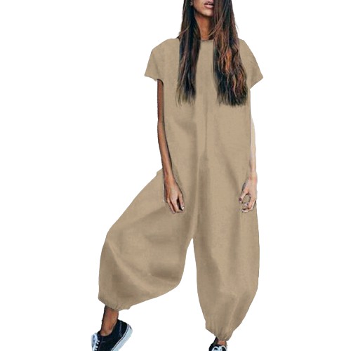 Jumpsuit tay ngắn dáng rộng ZANZEA có size lớn