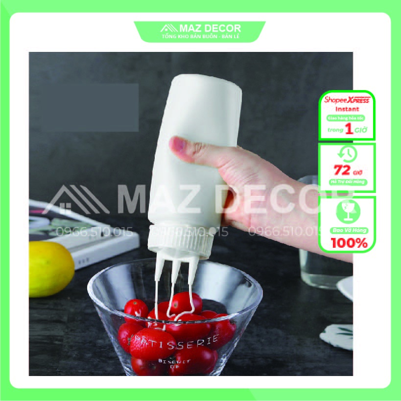 SALE GIÁ SHOCK Bình lọ xịt chai nhựa đựng nước sốt 3 VÒI siro mayonnaise 500ml-1l siêu tiện dụng
