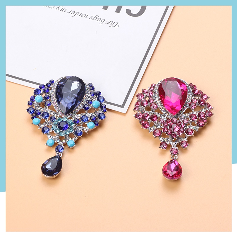 Ghim Cài Áo Hình Hoa Pha Lê Cỡ Lớn Phong Cách Anh Quốc Thời Trang Cổ Điển