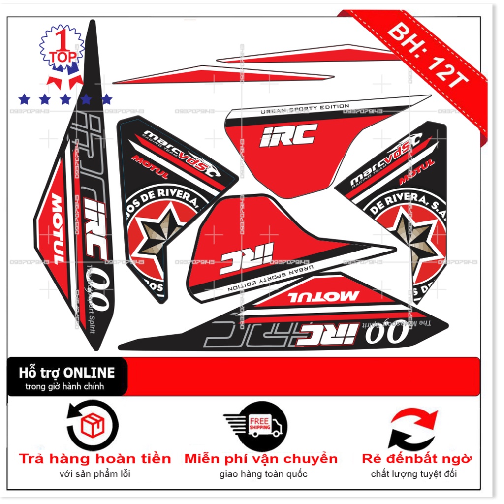 ( Quí khách vui lòng mang ra tiệm cho thợ dán ) Tem Click Vario 2017 đỏ đen