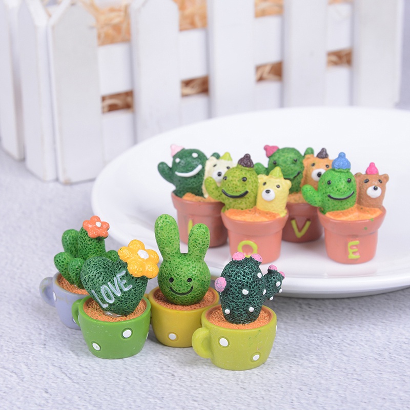 Bộ 2 Chậu Cây Xương Rồng Mini Trang Trí Nhà Cửa