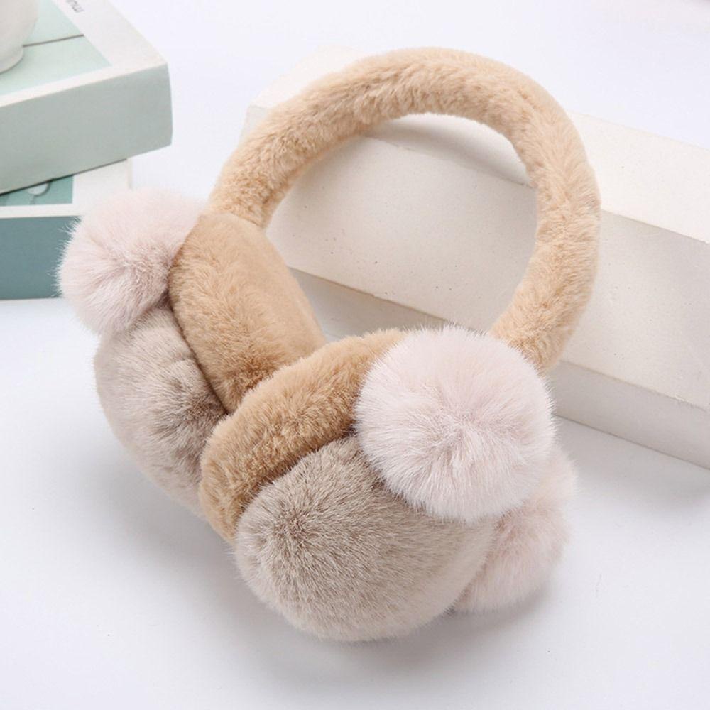 Chụp Tai Phối Lông Xù Xinh Xắn Ấm Áp Thời Trang Mùa Đông