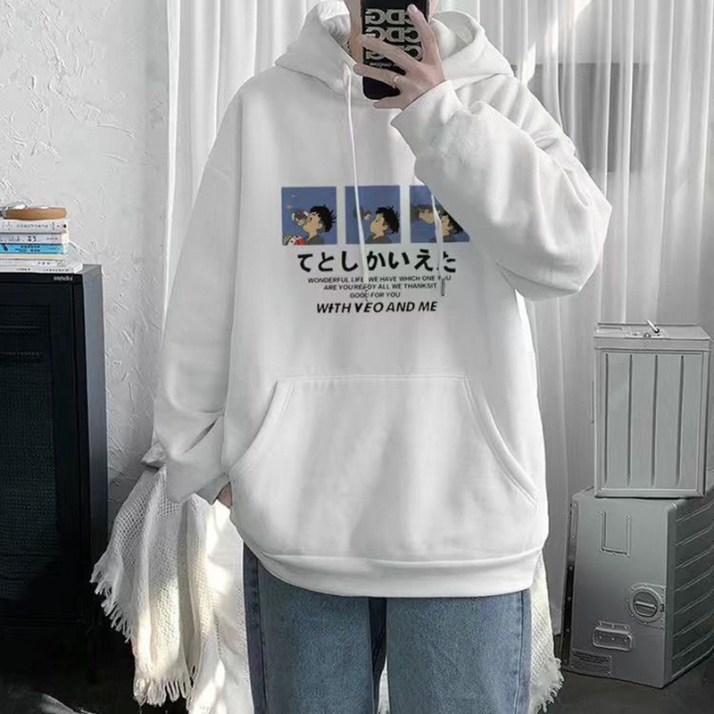 Áo hoodie tay dài in họa tiết anime thời trang thu đông cho nam
