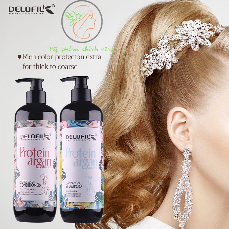 Bộ dầu gội, xả DELOFIL ngăn ngừa gàu, siêu mềm mượt và phục hồi giữ màu dung tích 500ml