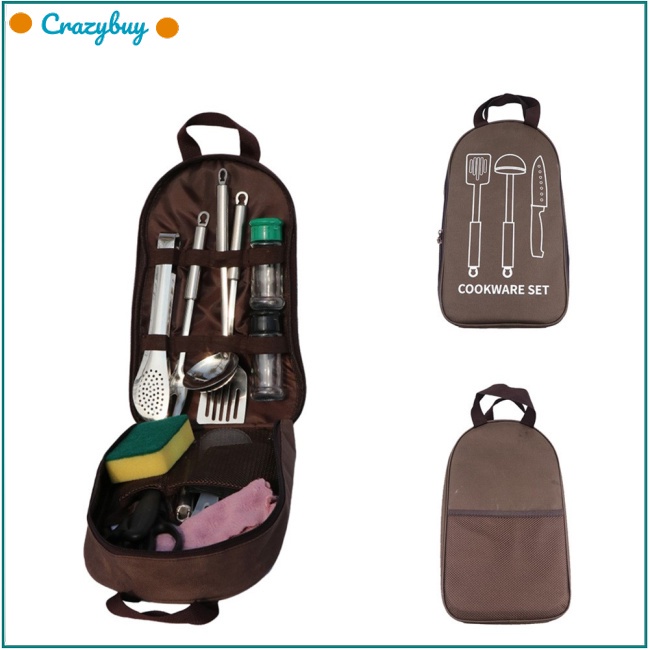 Cr Túi Đựng Dụng Cụ Ăn Uống Bằng Polyester Có Thể Gấp Gọn Tiện Dụng Khi Đi Cắm Trại