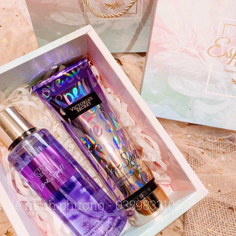 Set xịt thơm body mist và dưỡng thể lotion Love Spell , Pure Seduction ,Temptation