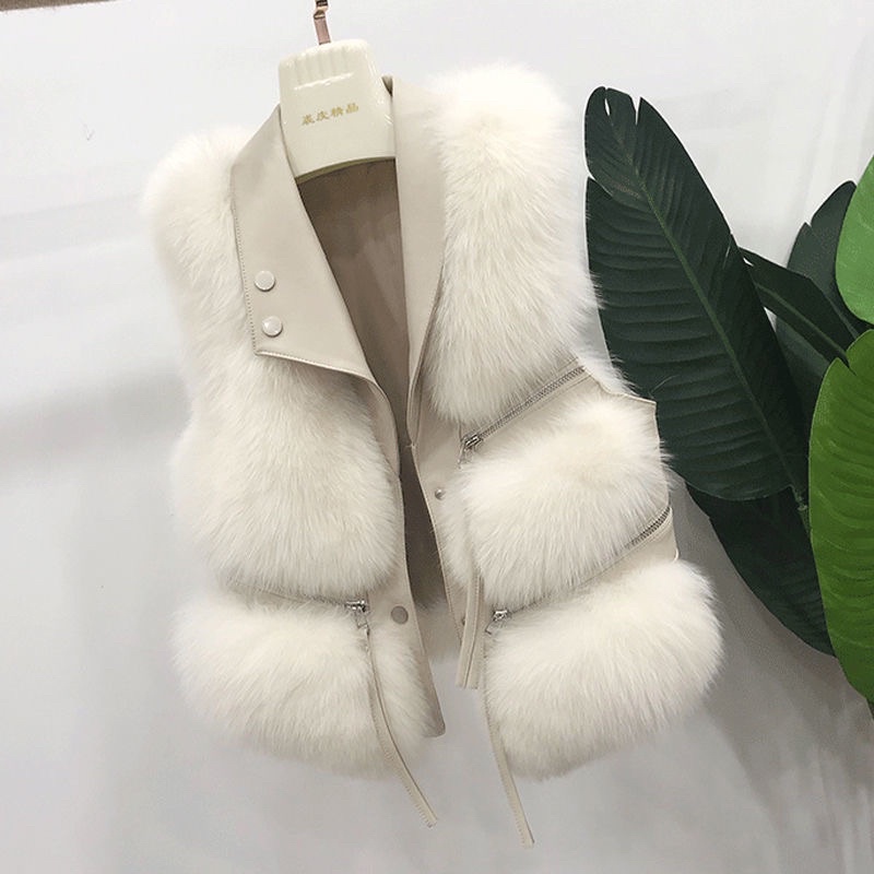 Áo gile da lông phối khoá hàng cao cấp