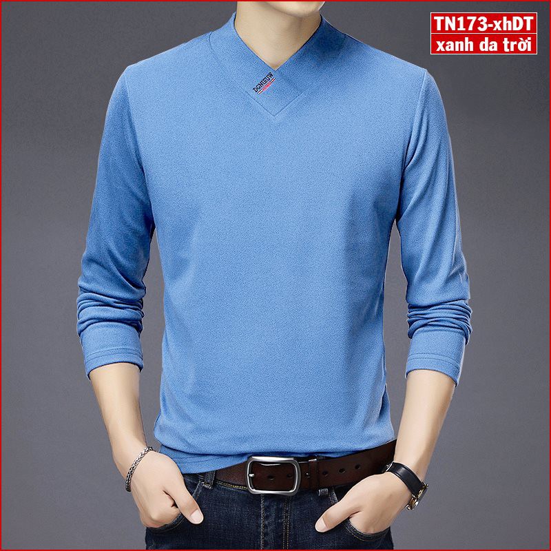 Áo phông nam tay dài cổ tim TN173 thoáng mát vải sợi tre tổng hợp đẹp trẻ trung | BigBuy360 - bigbuy360.vn