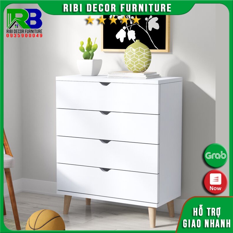 Tủ gỗ đa năng 4 ngăn kéo chân gỗ tự nhiên làm tủ trang trí và để đồ dùng TGĐN212