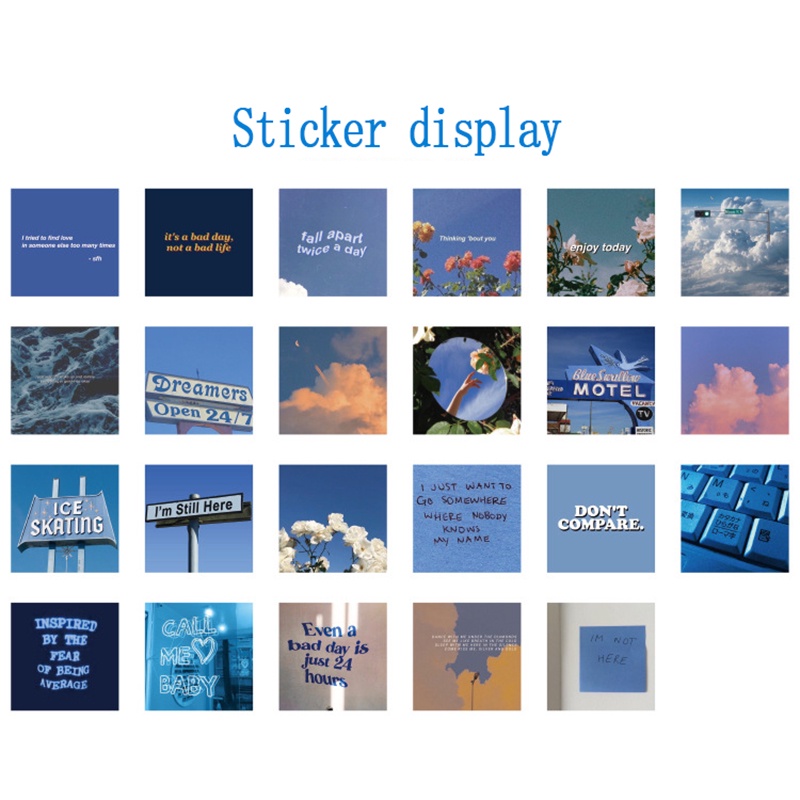 Set 45 Miếng Dán Trang Trí Sổ Tay / Nhật Ký DIY Hình Phong Cảnh Bí Mật Màu Xanh Dương