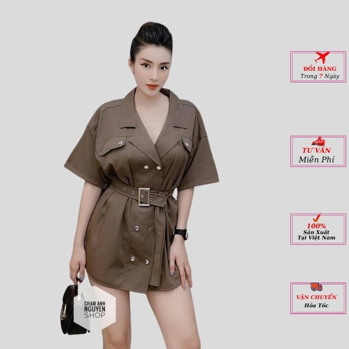 set áo vest mangto nữ quần short kèm đai kiểu hàn quốc phong cách thời trang YoLo-Fashion