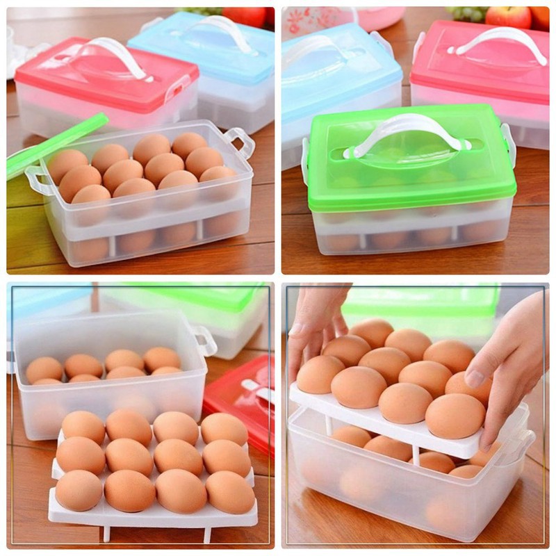 Hộp Đựng Trứng bằng nhựa tối đa 24 Quả Có Nắp Đậy