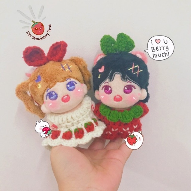 Set đầm + mũ cho doll 10cm,15cm,20cm