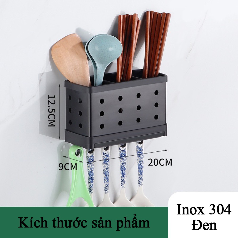 [Mã LIFEM1 giảm 50k đơn 99k] Ống Đựng Đũa Muỗng Inox 304 3 Ngăn SENNAI Có Khay Hứng Nước - Tặng Kèm Móc Treo Đồ Đa Năng