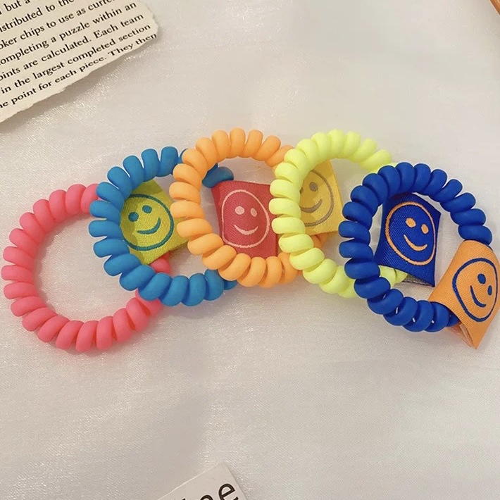 Dây cột tóc cao su hình mặt cười màu kẹo ngọt xinh xắn thời trang