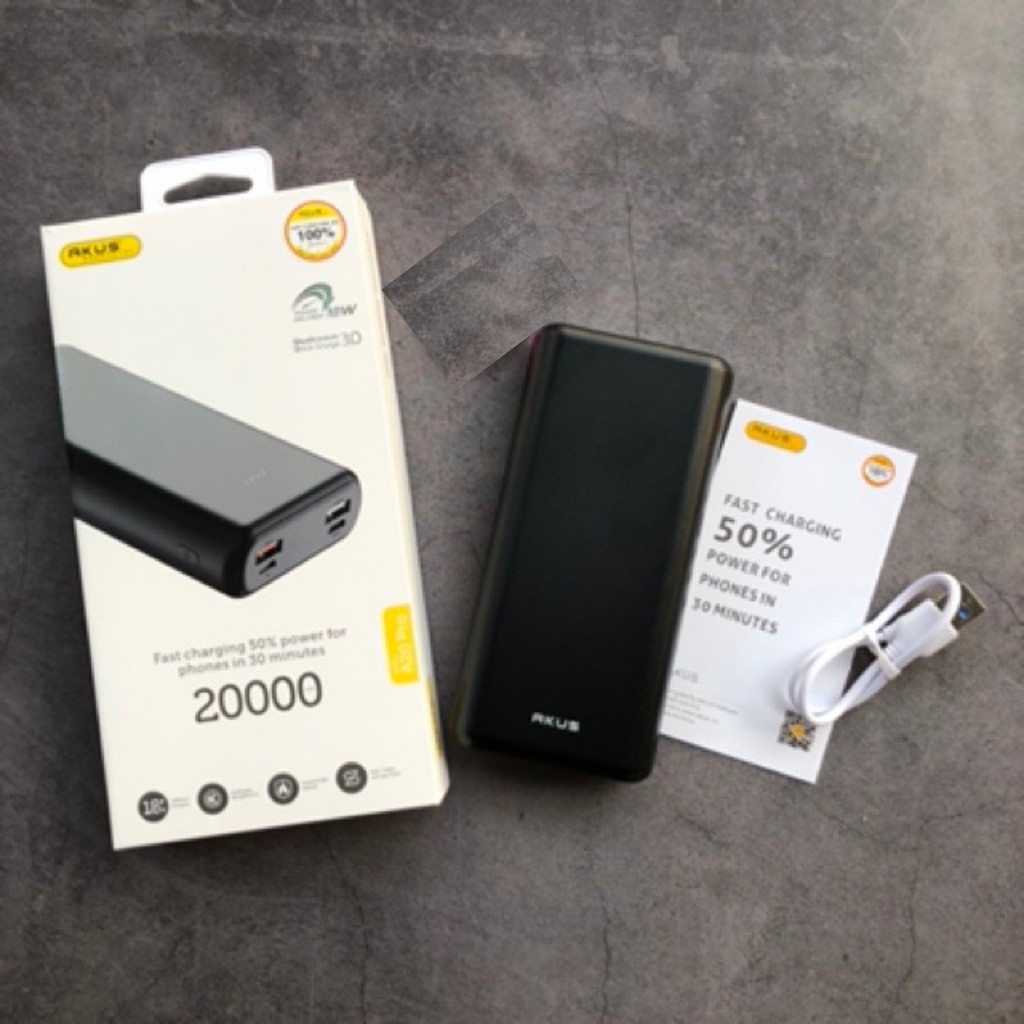 Sạc dự phòng Akus 20000 mAh A20 Pro - sạc nhanh PD, QC 3.0 cho nhiều dòng máy IPhone, ipad, samsung tistore