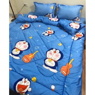 Set 5 Món Chăn Phao Kèm Ga Gối Và Vỏ Gối Ôm Mẫu DOREMON ĐÁNH ĐÀN siêu ấm trungvbhp_shopalot2
