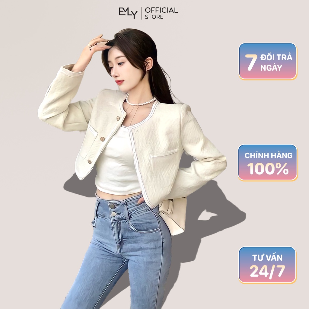 Áo khoác nữ dạ dáng ngắn Emilyshop phong cách ulzzang