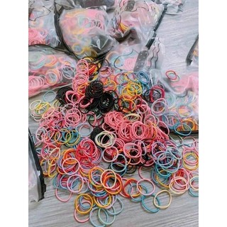 Set 500c chun buộc tóc cho bé có túi zip