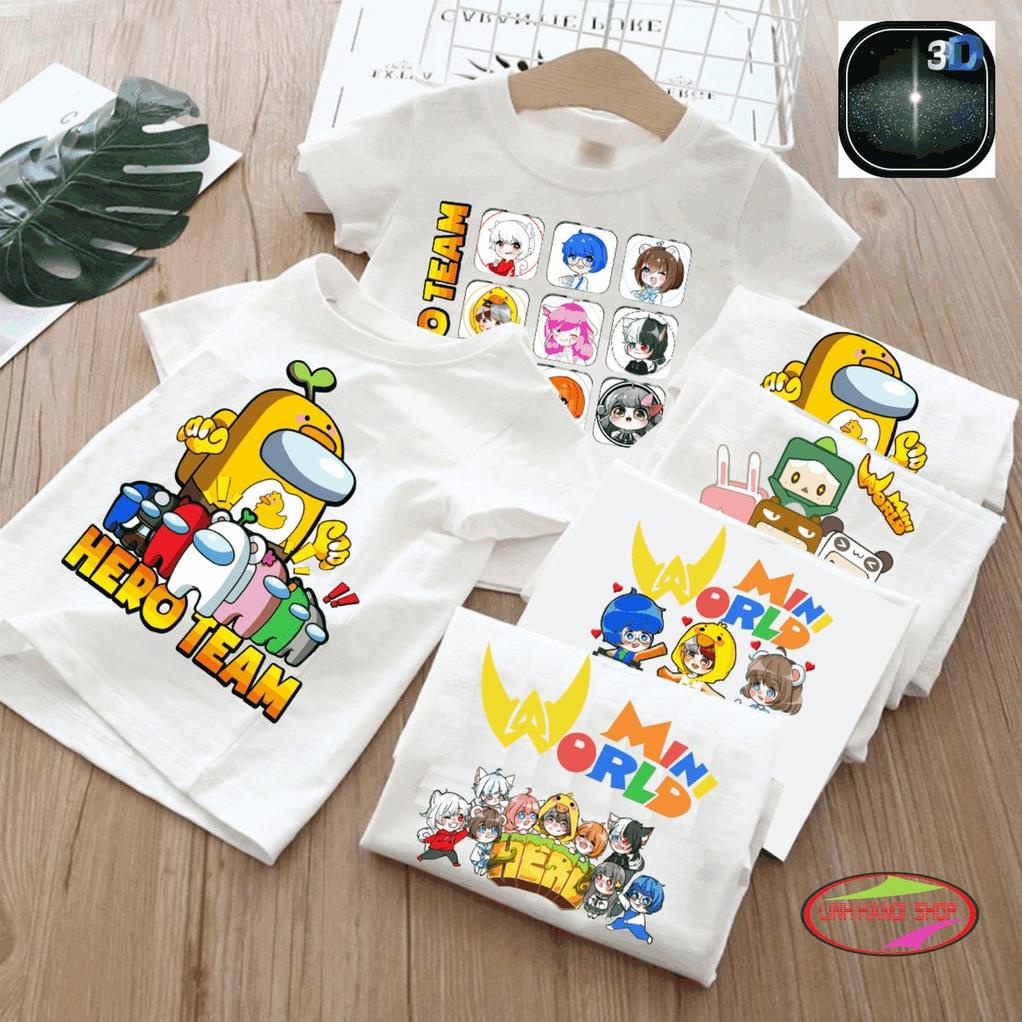 Áo thun chât liệu cotton mềm mại màu trắng dành cho Bé yêu in hình ANIME HERO TEAM cực đẹp