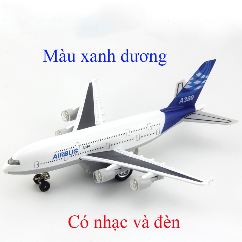 Đồ chơi mô hình máy bay AIRBUS A380 KAVY chất liệu hợp kim có nhạc và đèn đẹp, bền có thể trang trí