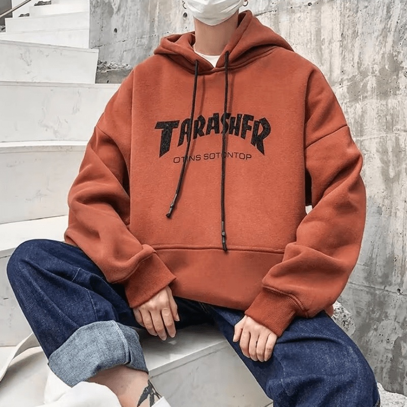 Áo Hoodie Dáng Rộng In Chữ Thời Trang Hàn Quốc Chất Lượng Cao Size M-5XL Cho Nam