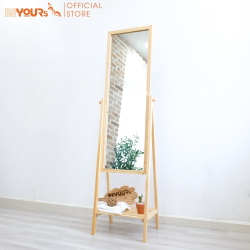 Gương Soi Toàn Thân BEYOURs Khung Gỗ Phối Kệ - Shelf-Mirror - Nội Thất Phòng Khách