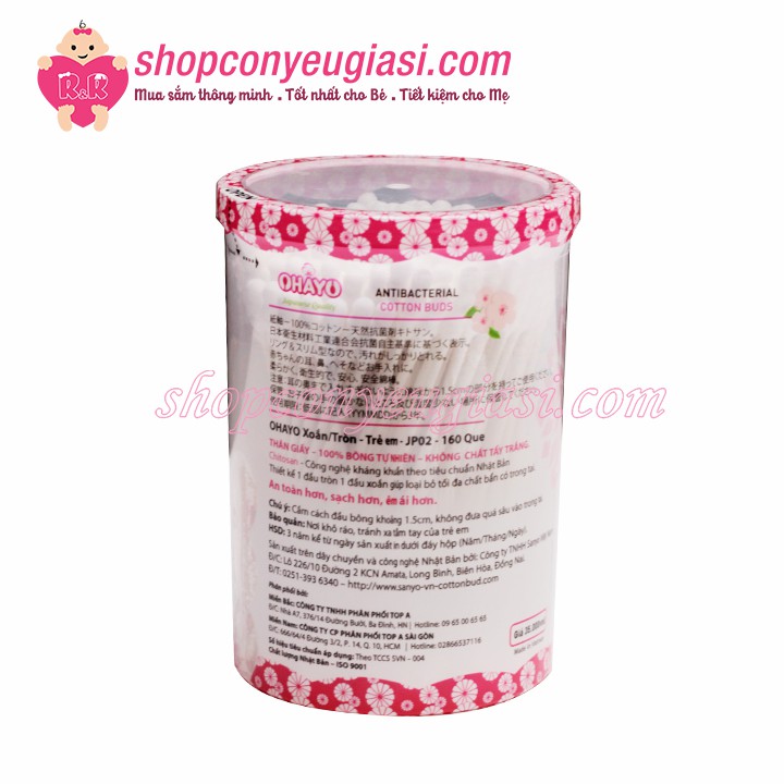 Tăm Bông Trẻ Em Ohayo Nhật Bản 160 Cái/Hộp