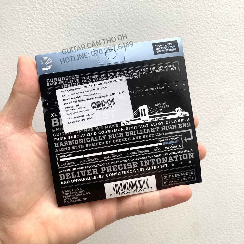 [VIỆT THƯƠNG] - Dây đàn Guitar điện D'addario EPS510 - EPS520 - CHÍNH HÃNG USA