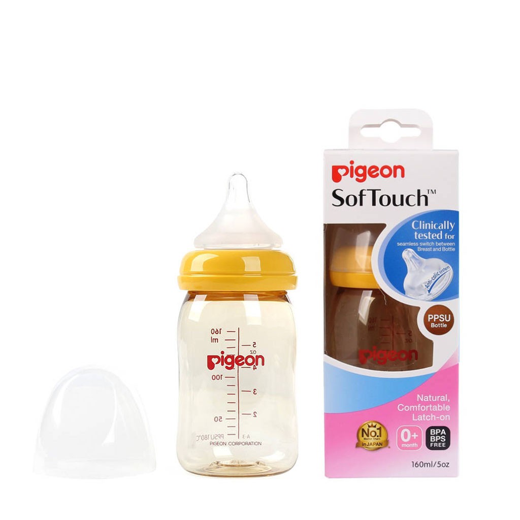 [CHÍNH HÃNG] Bình Sữa PPSU Pigeon SofTouch Peristaltic Plus 0+ Month Cổ Rộng 160ml
