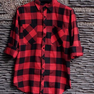 Áo Sơ Mi Flannel Caro Đỏ Đen