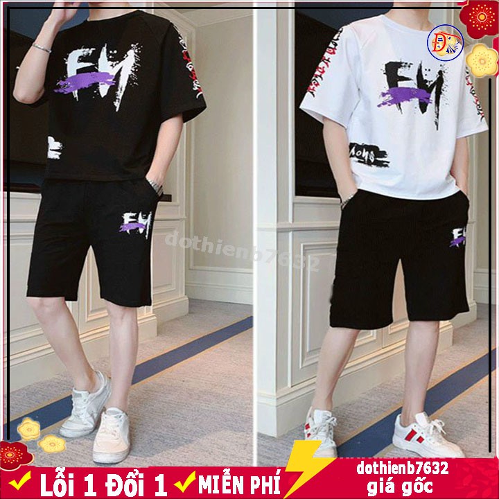 Bộ Thể Thao Nam Áo Cổ Tròn ⚡️ GIẢM PHÍ SHIP ⚡️ SÉT ĐỒ MẶC NHÀ UNISEX, Nguyên quần + áo nữ mặc cặp đôi thoải máu mát hè