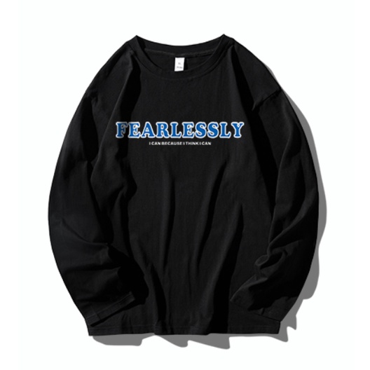 Áop Nỉ Cổ Tròn Dài Tay Phối Chữ FEARLESLY Phong Cách, Nỉ Ngoại Dày Dặn Siêu Mềm Mịn Thời Tráng GAREM Trẻ Trung