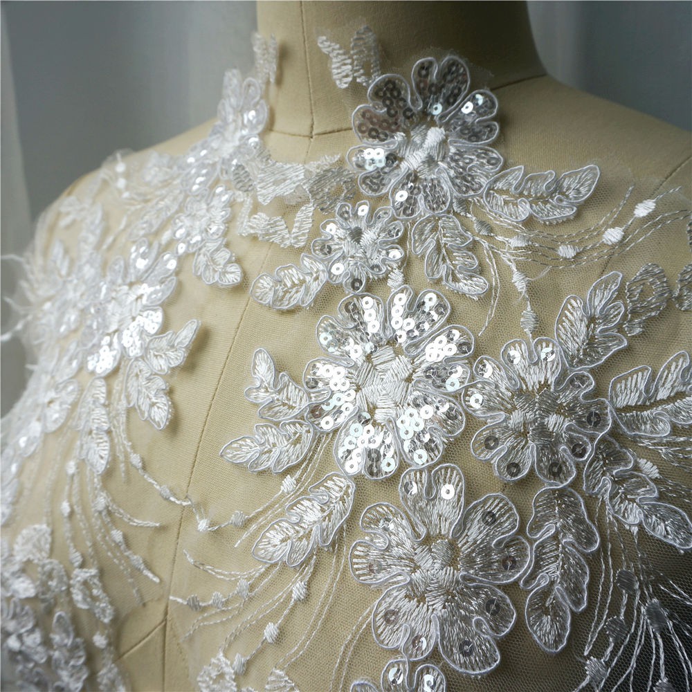 Set 2 / 2 Miếng Ren Hoa Thêu Trang Trí Cổ Áo Thủ Công diy Đa Ứng Dụng