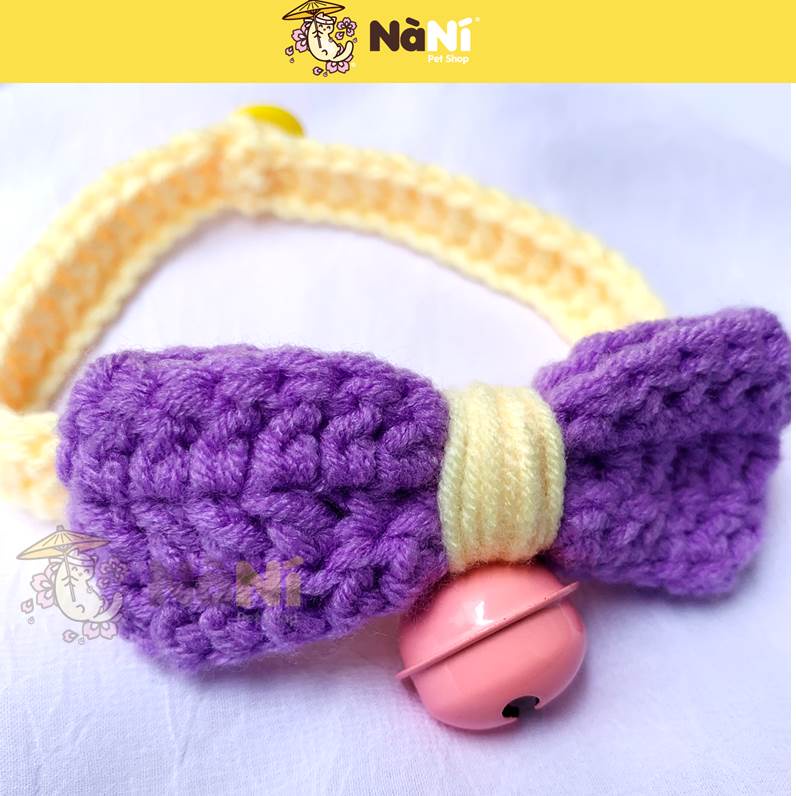 Vòng cổ chó mèo đan len móc handmade  - Có chuông lục lạc bự xinh xỉu - Nhiều cỡ dành thú cưng - Nà Ní Pet Shop