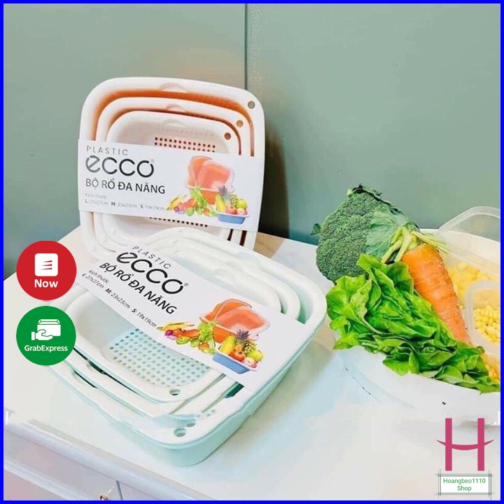 Bộ rổ 6 món kèm chậu rửa rau củ, đựng hoa quả trái cây, thực phẩm đa năng, tiện dụng