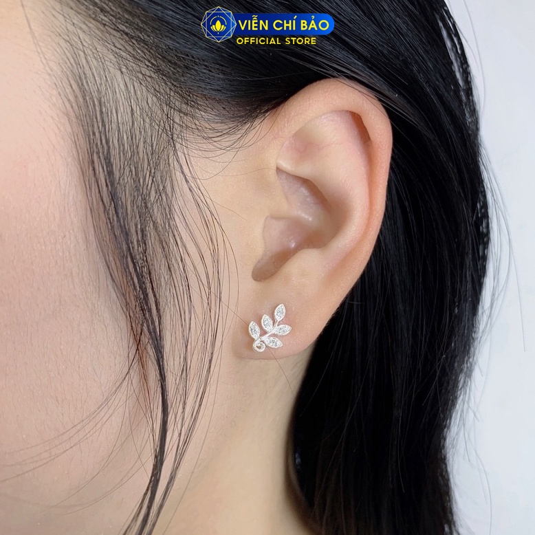 Bông tai bạc nữ lá nguyệt quế chất liệu bạc S925 thời trang phụ kiện trang sức nữ Viễn Chí Bảo B400596