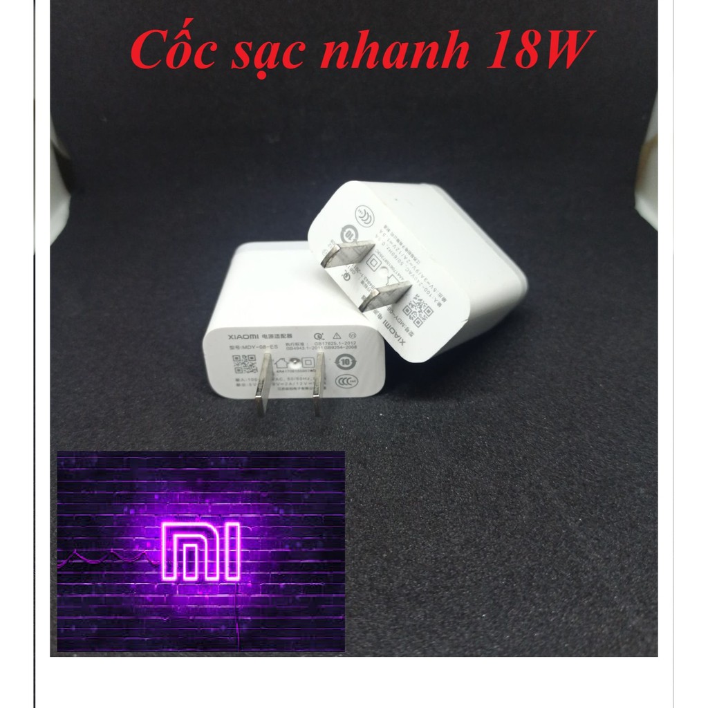Củ sạc 18W Xiaomi Quick Charge 3.0, 5V-3A - 9V/2A - 12V/1.5A (18W)