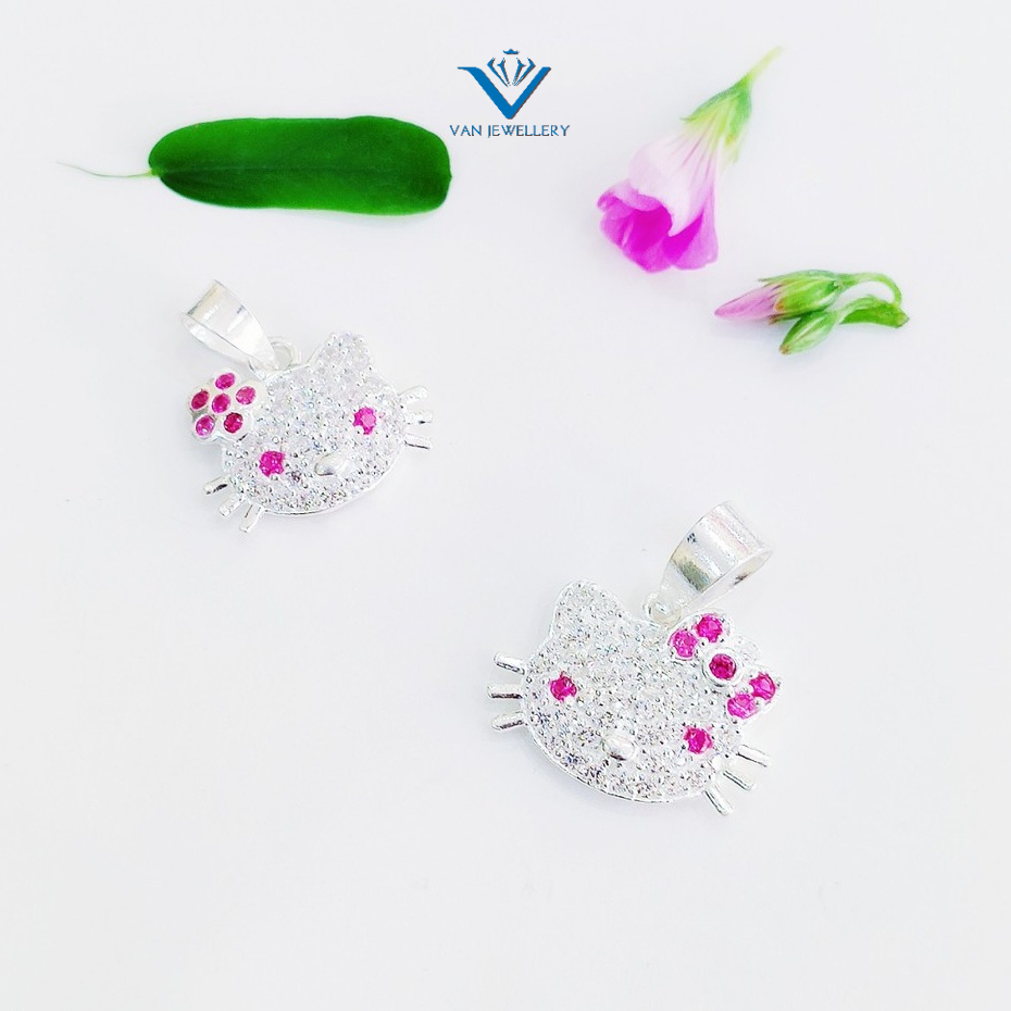 Mặt dây chuyền bạc Mặt mèo Kitty đính đá bạc ta