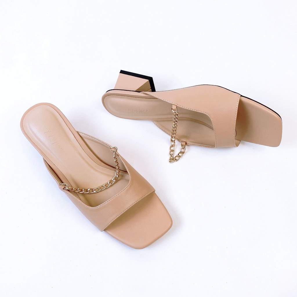 Giày Nữ Cao Gót 4cm Thời Trang Hishoo Quai Ngang Đế Vuông Cao Cấp S047