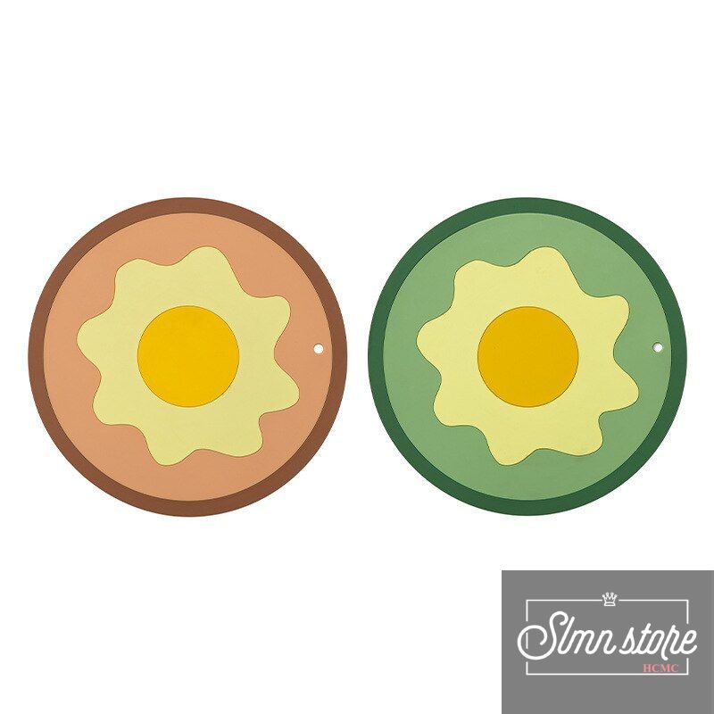 Lót bàn ăn hình Trứng Chiên chống trơn trượt, lót nồi hoạt hình, lót nồi silicone chịu nhiệt. SD1_LNoi-Trung