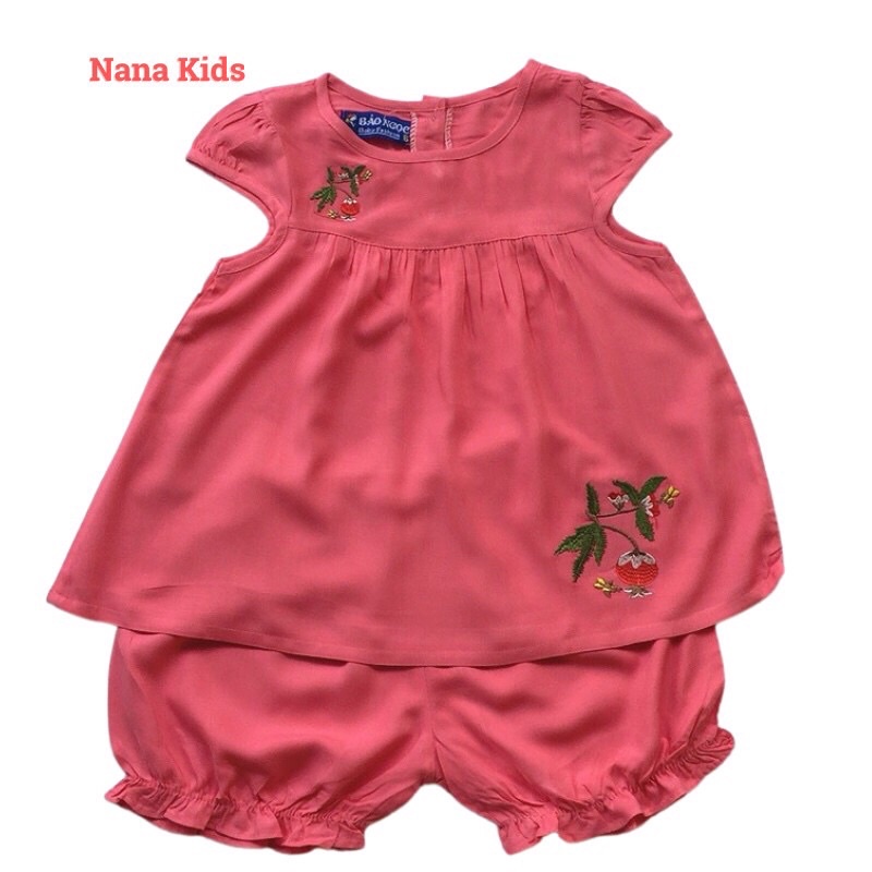 Bộ tole lanh short đùi bé gái Bảo Ngọc chất tole lanh loại 1 mát nhẹ và bền đẹp, thấm hút mồ hôi tốt từ 4 tháng- 4 tuổi