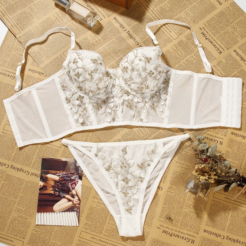 Bộ Đồ Lót Ren Thêu Hoa Gợi Cảm Cho Nữ